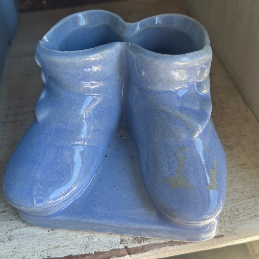 Baby Walker Blue Ceramic Boot Trinket Holder by
